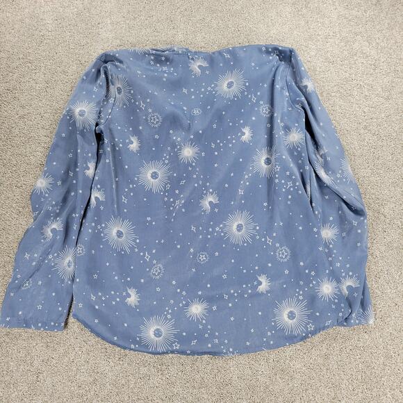 BP Celestial Pajamas Set Womens XS Blue White Sun Stars Moon Pants Button Top - Picture 5 of 16